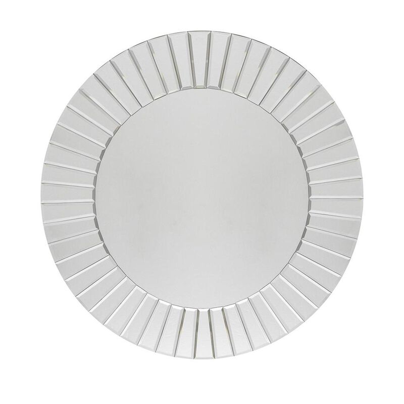 HomeRoots 24" Clear Round Beveled Glass Framed Accent Mirror image number 0