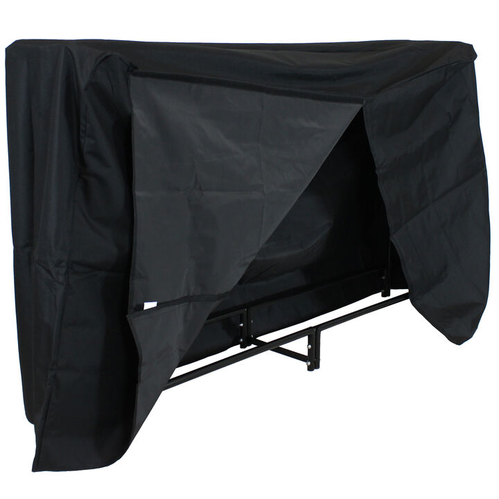 Sunnydaze 6 ft Powder-Coated Steel Firewood Log Rack with Black Cover
