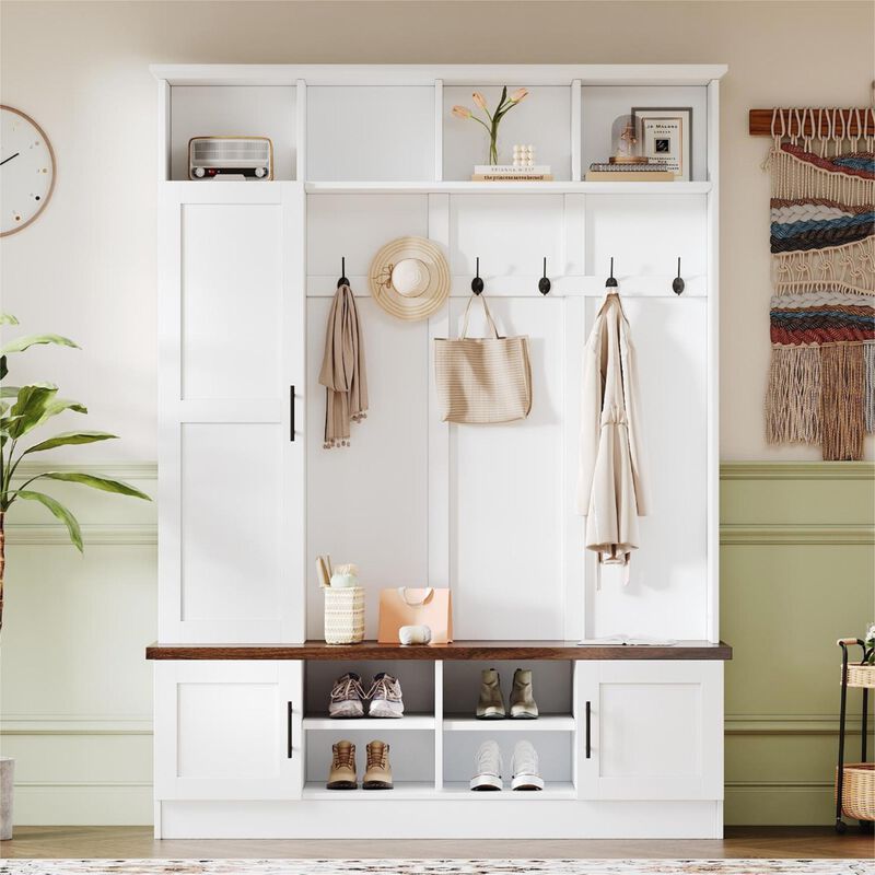 Merax Versatile Entryway Hall Tree with Storage Bench