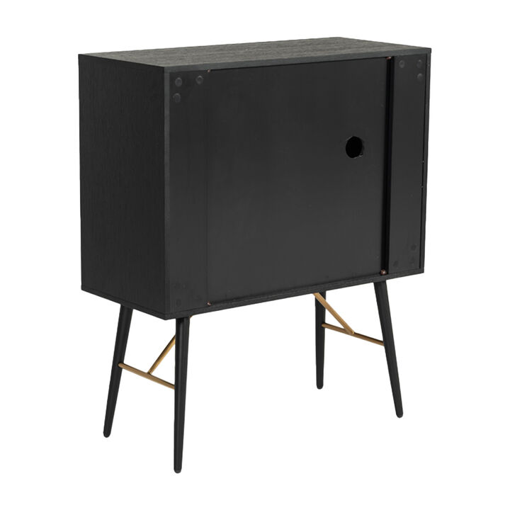 Belo Accent Buffet Sideboard, 6 Shelves, Gold Accent, Black, 42 Inch
