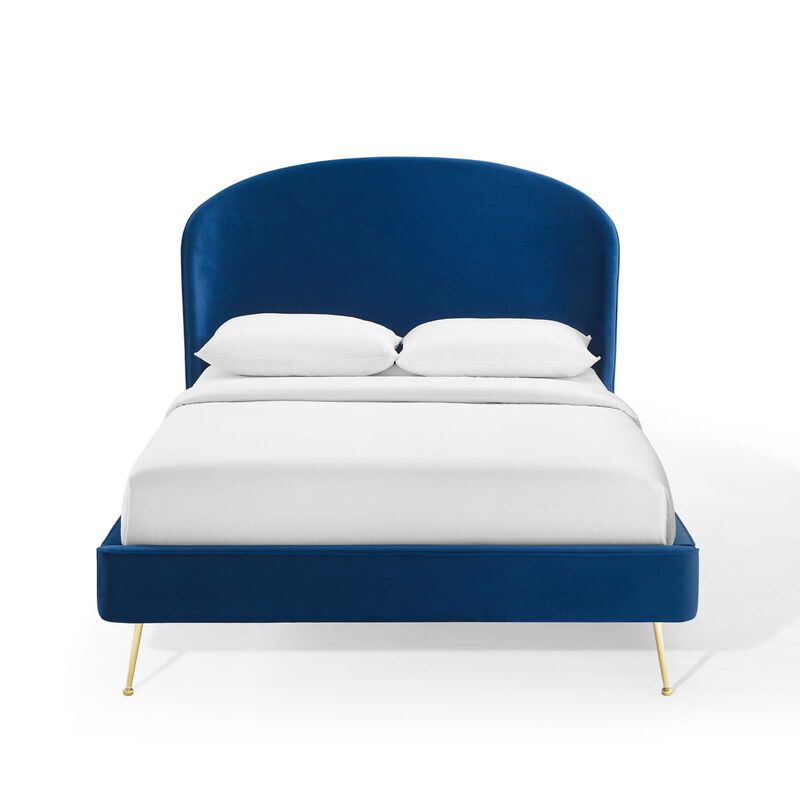 Modway - Mira Upholstered Performance Velvet Queen Platform Bed Navy image number 4