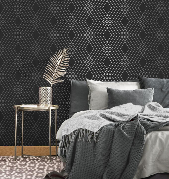 Shard Black Trellis Wallpaper