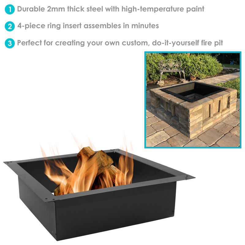 Sunnydaze Heavy-Duty Steel Above/In-Ground Square Fire Pit Rim Liner