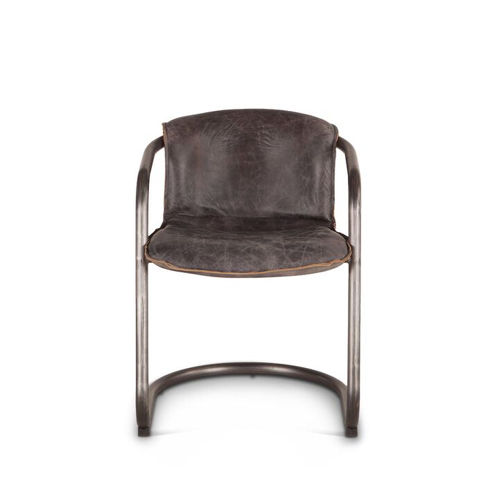 World Interiors Chiavari Leather Dining Chair in Antique Ebony