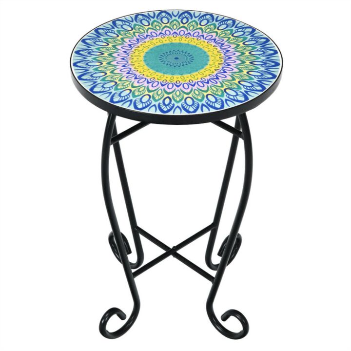 Hivvago Folding Mosaic Side Table for Living Room