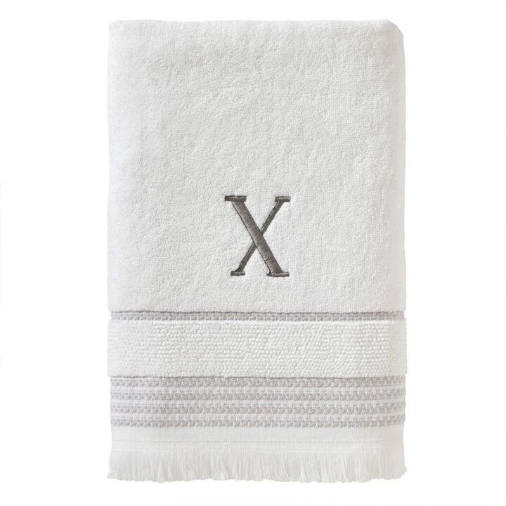 SKL Home By Saturday Knight Ltd Casual Monogram Bath Towel X - 28X54", White