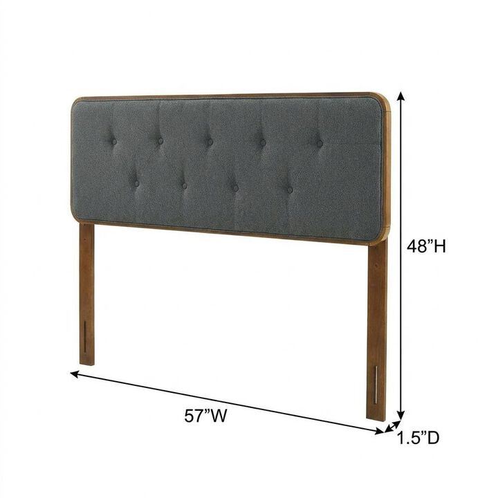 Tufted Fabric Full Headboard with Wood Frame in Neutral Finish
