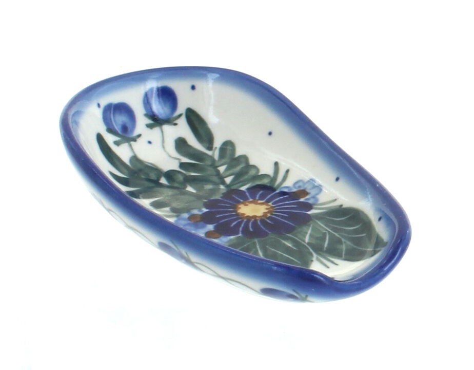 Blue Rose Polish Pottery Yellow Daisy Small Spoon Rest
