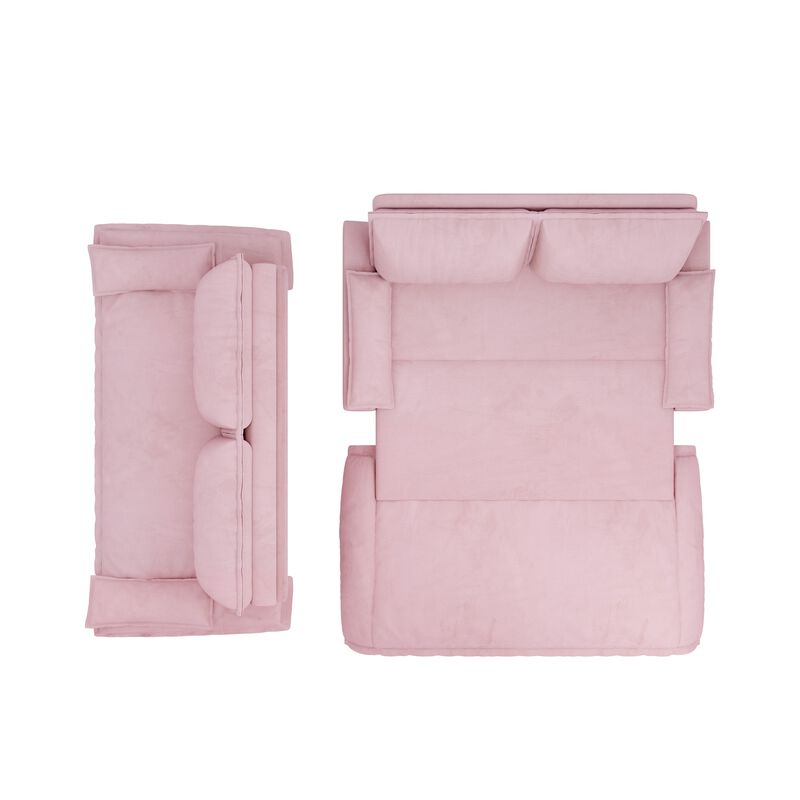 Whisen 3-in-1 Velvet Queen Sleeper Sofa Bed & Chaise Lounge & Loveseat Sofa, 2 Seats image number 2