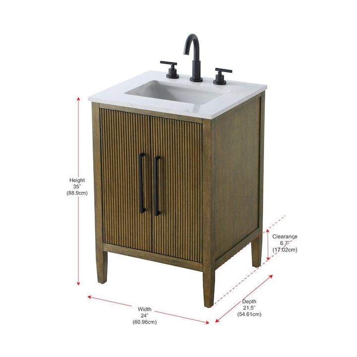 Elegant Kitchen and Bath 24 inch Single Bathroom Vanity in Hazel Oak