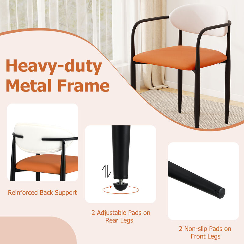 Modern Set of 2 Dining Chairs with Curved Back & Comfortable Padded Seats image number 7