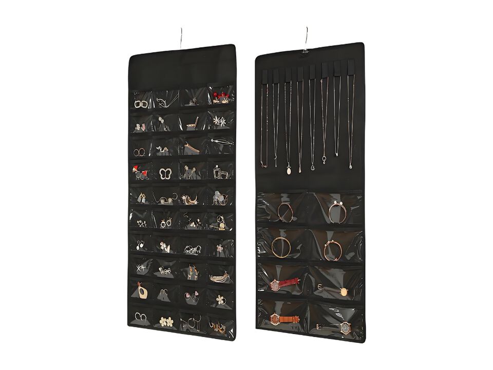 48 Pocket Hanging Jewelry Organizer Double Sided Closet Storage Holder