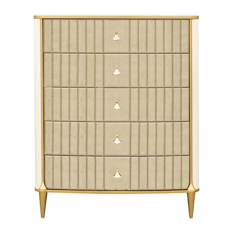 Michael Amini Scotts Square 5-Drawer Chest - Light Champagne image number 4