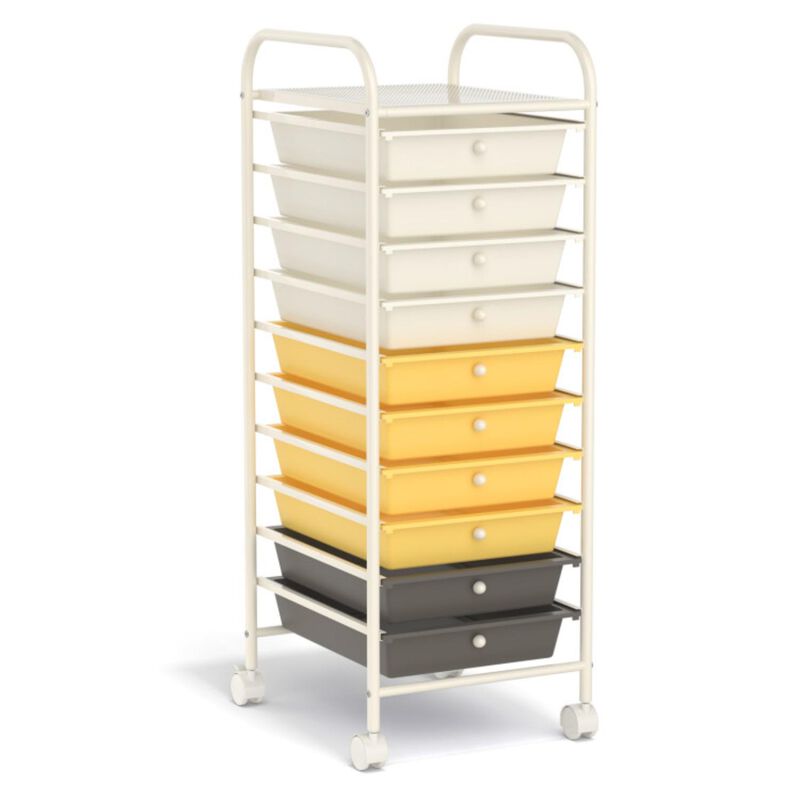 Hivvago 10 Drawer Rolling Storage Cart Organizer with 4 Universal Casters