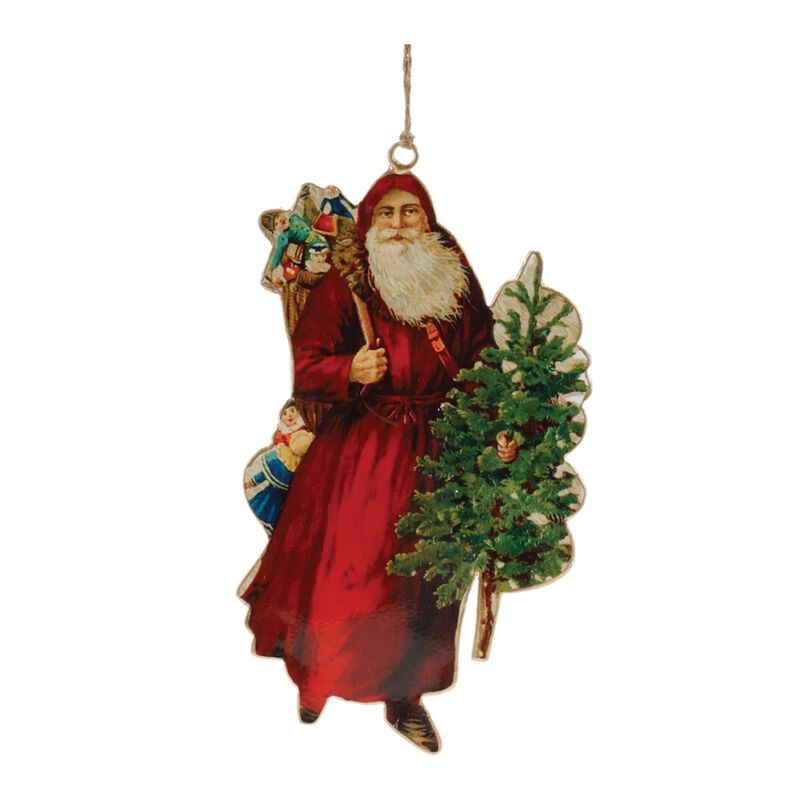 Vintage-Inspired Metal Santa Ornaments, Set of 6 for Festive Tree or Wreath Styling