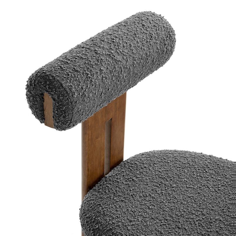 Modway Torian Upholstered Boucle Dining Chairs Set of 2 in Walnut Black - 3-Legged Farmhouse Kitchen Chairs - Mid-Century Modern Armless Accent Chairs - Comfortable Side Chairs with Wood Legs image number 7
