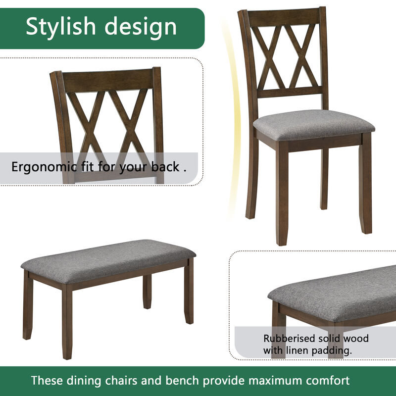 Caxmaf Farmhouse 6‑Piece Wooden Dining Table Set image number 5