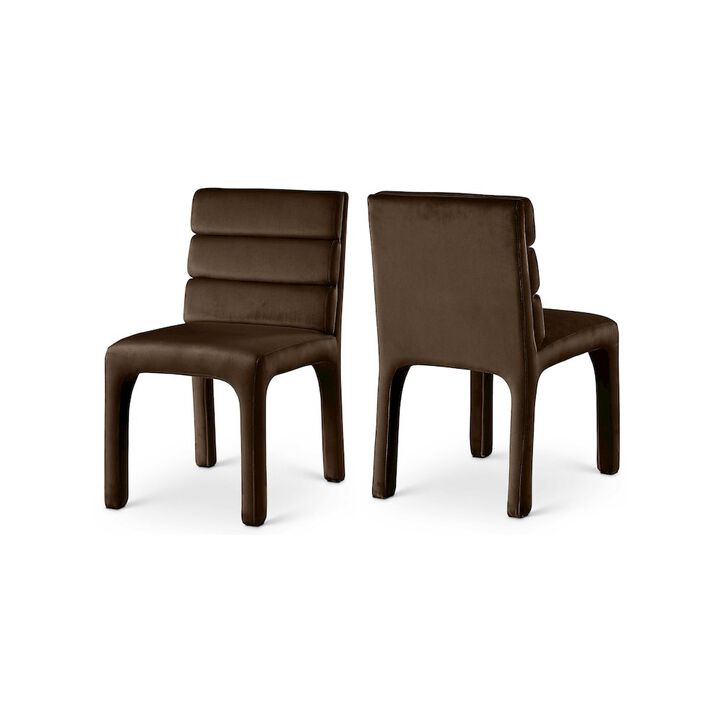 Meridian Furniture Kai Brown Velvet Dining Chair, Set of 2