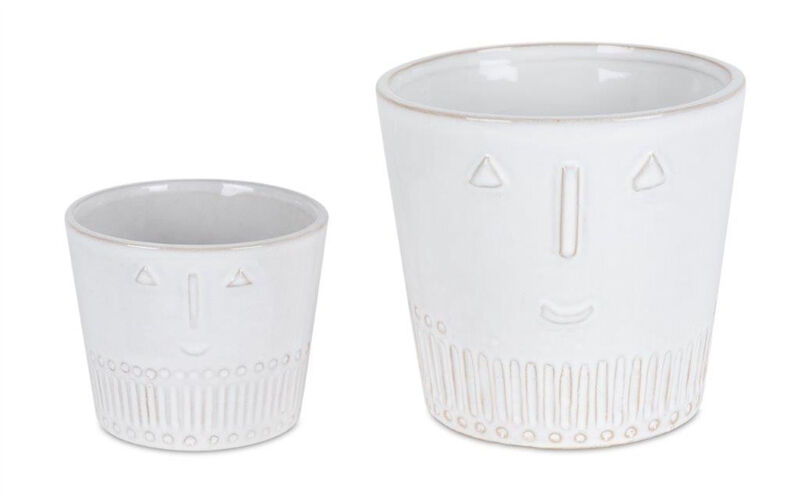 Hivvago White Set of Two Porcelain 4.4329 ounce Round Pot Planter