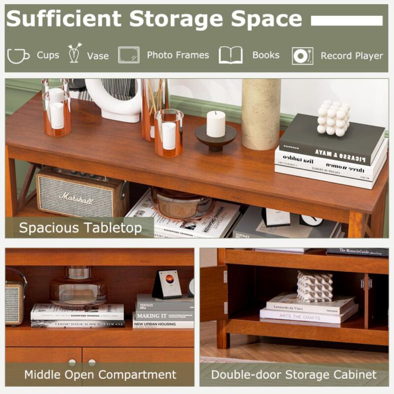 Hivvago 44 Inch Wooden Storage Cabinet TV Stand