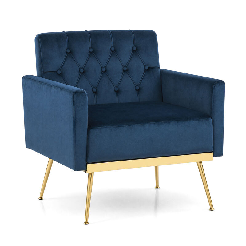 Modern Upholstered Accent Chair with Velvet Fabric and Button Tufted Back for Living Room image number 0