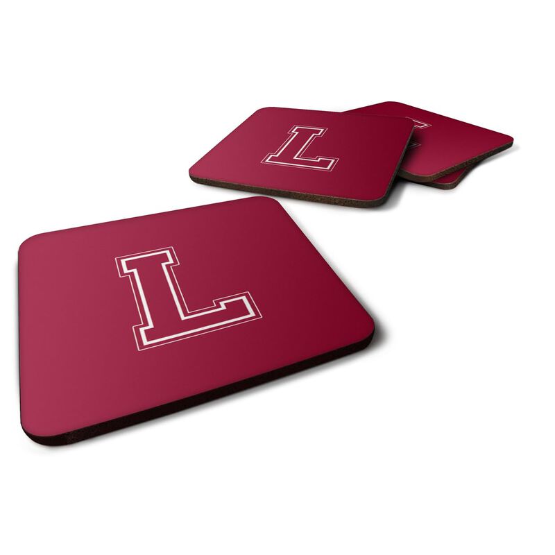 Caroline's Treasures CJ1032-LFC Monogram-Maroon and White Foam Coasters (Set of 4), Initial Letter L, 3.5 H x 3.5 W, Multicolor