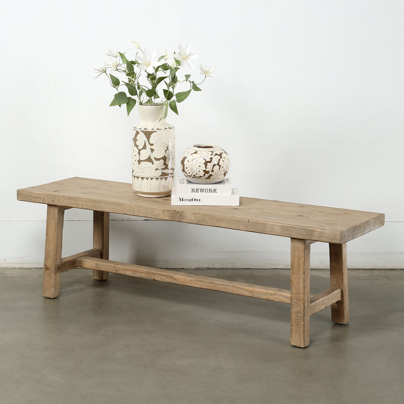 Pine Entryway Bench in Weathered Natural image number 3