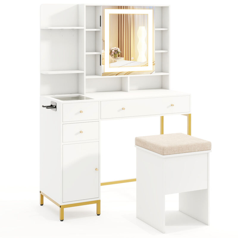 Vanity Dressing Table Set with Stool 3 Lighting Modes and Storage Cabinet image number 0