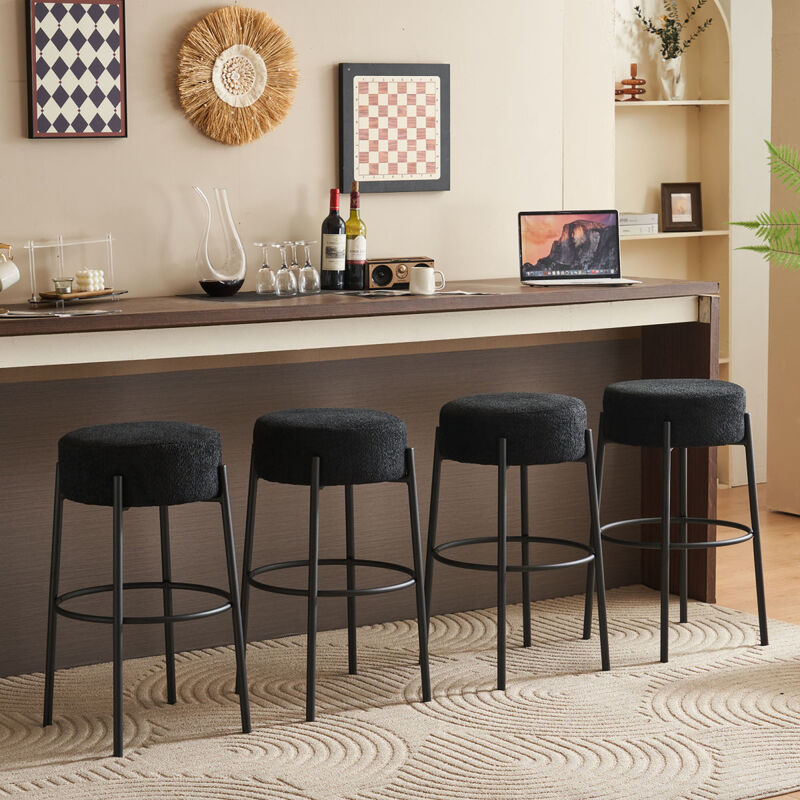 30" Tall, Round High Bar Stools, Set of 2 - Contemporary upholstered dining stools for kitchens, coffee shops and bar stores - Includes sturdy hardware support legs