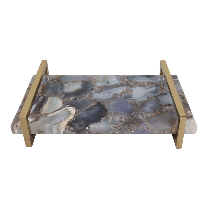 14x9 Agate Tray W/Gold Handles image number 3