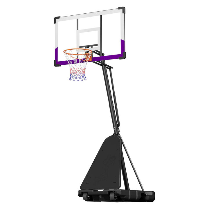 Portable Basketball Goal Stand with Height Adjustment and PC Backboard for Driveway & Backyard-Black