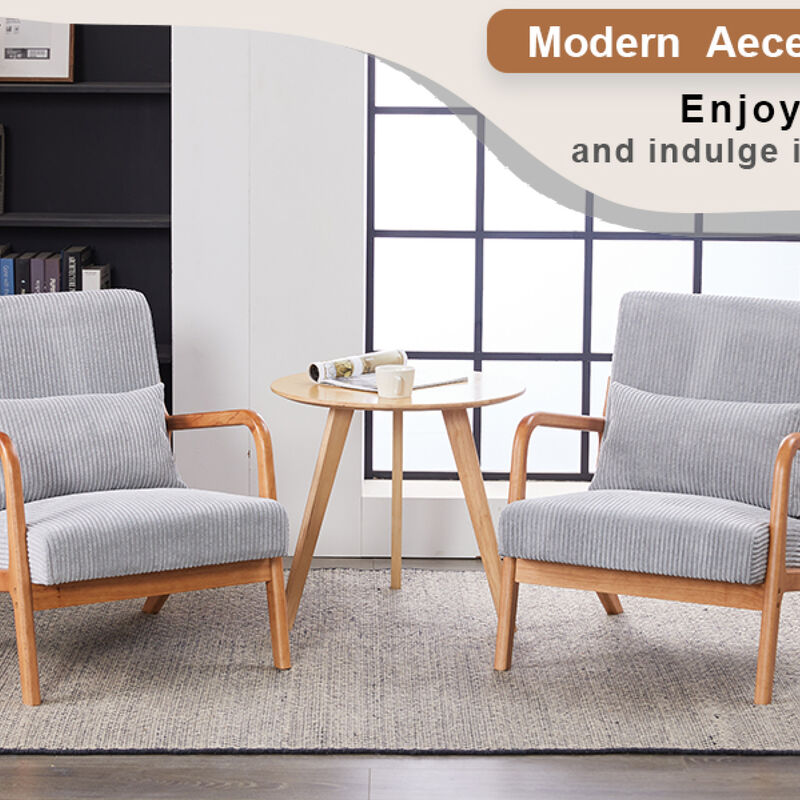 GOODSILO Mid-Century Modern Accent Chair with Ergonomic Support and Sustainable Rubberwood Frame image number 4
