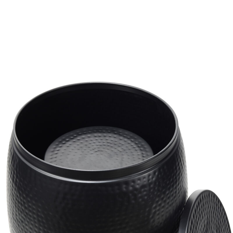 Merida Modern Rustic Hammered Metal Drum Storage Side Table with Lid