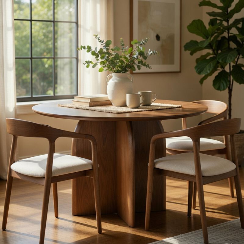Dio Dining Table, 47 Inch Top, Cross Pedestal Base, Dark Walnut Brown image number 8
