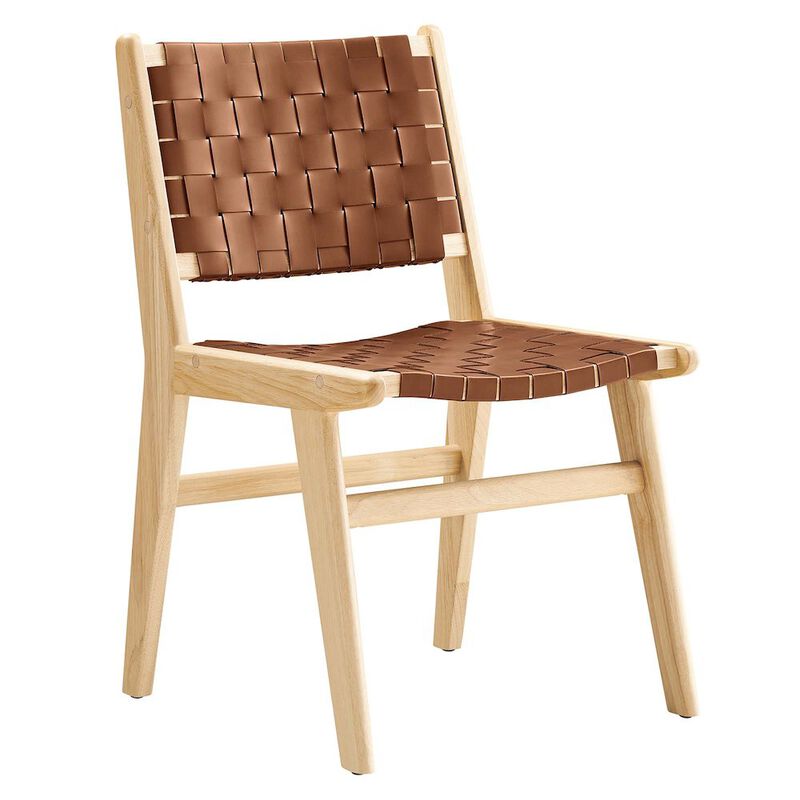 Saoirse Leather Wood Dining Side Chair Set of 2 image number 3