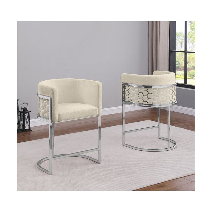 Best Quality Furniture Best Quality furnitutre Cream with silver barstool, Set of two