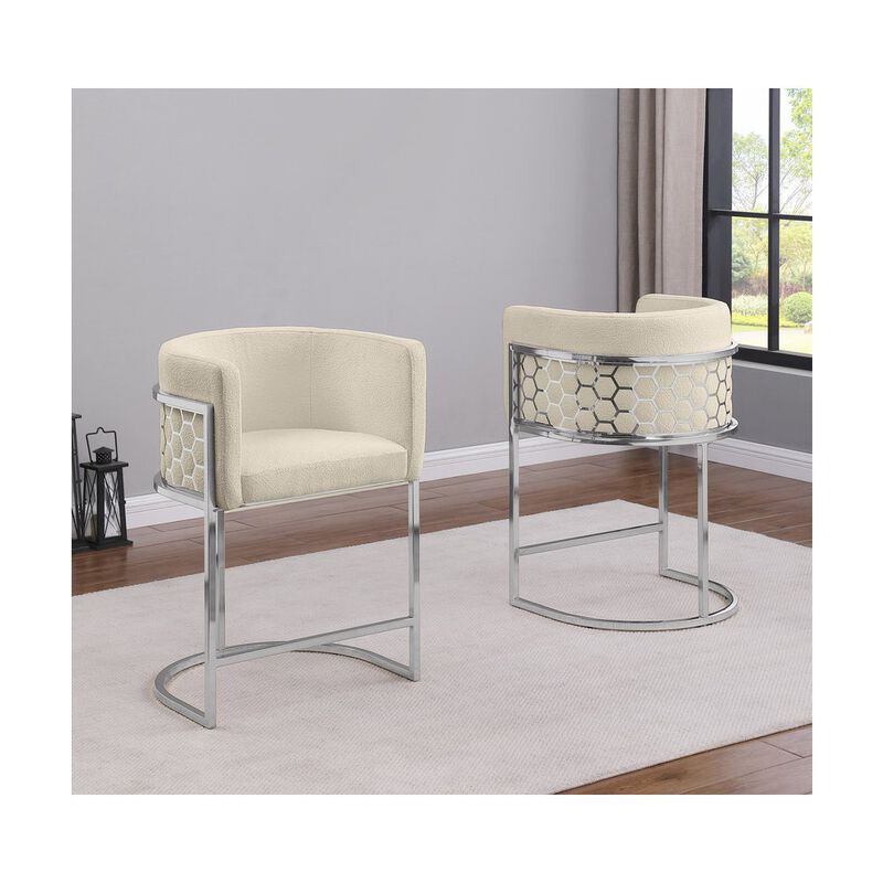 Best Quality Furniture Best Quality furnitutre Cream with silver barstool, Set of two