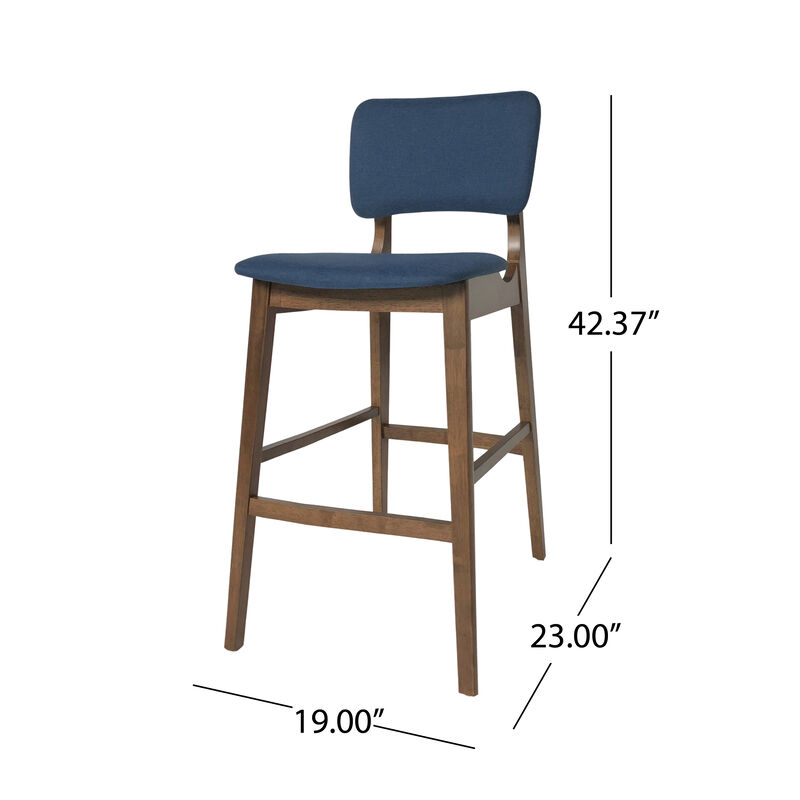 Merax Rubberwood Upholstered Barstool Dining Chairs 2PCS
