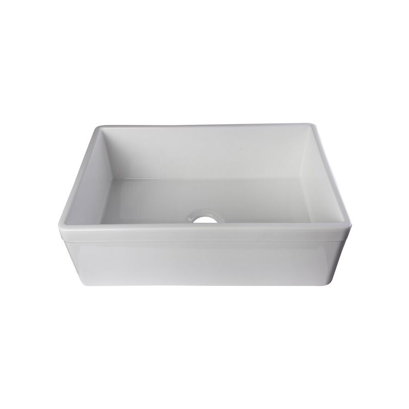 ALFI brand White 30 Decorative Lip Apron Single Bowl Fireclay Farmhouse Kitchen Sink