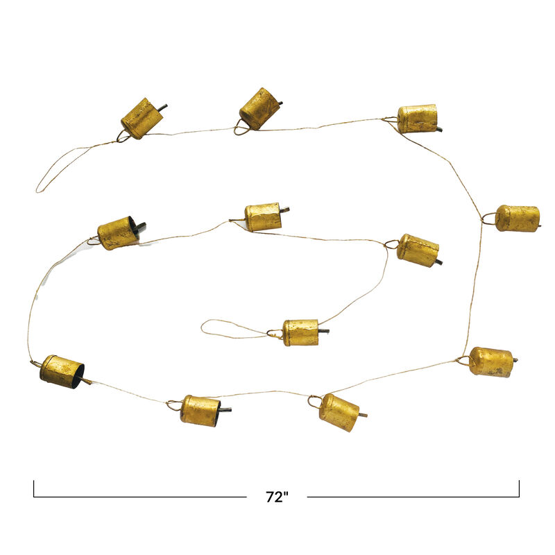 Gold Iron Bell Garland with Jute Cord image number 1