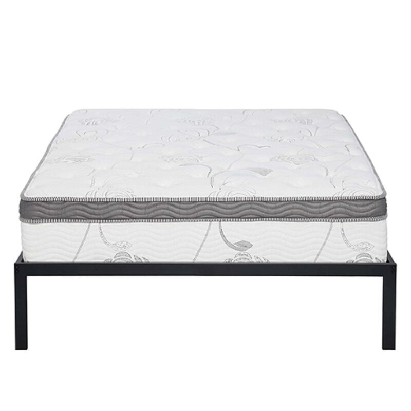 Steel Metal Platform Bed Frame with Wood Slats &ndash; Contemporary Design, Sturdy Metal Frame with Wooden Support