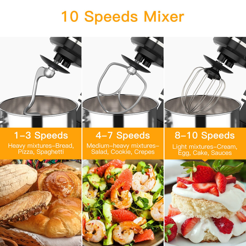 7.5QT Electric Stand Mixer,660W 10-Speed Kitchen Tilt-Head Food Mixer with Bowl for Bread Cake Salad image number 4