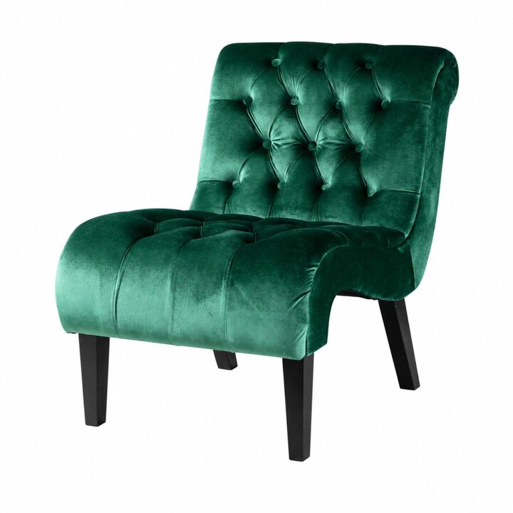 GOODSILO Armless Velvet Upholstered Accent Chair Leisure Chair with Wooden Legs for Living Room, Bedroom, Office, Small Spaces