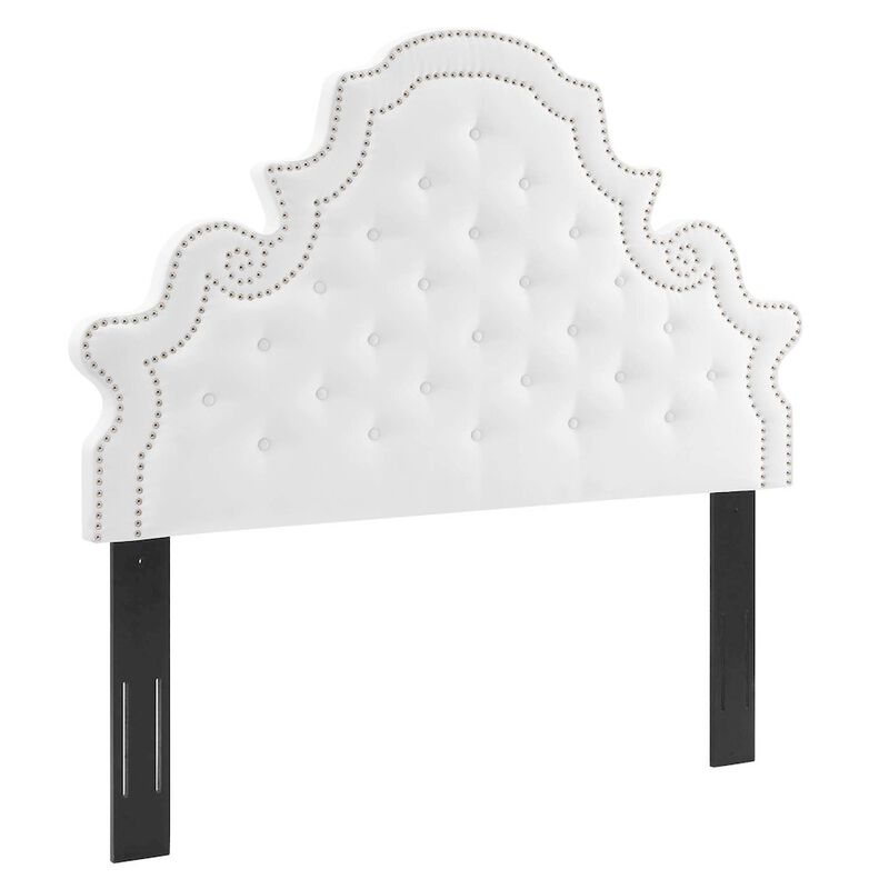 Modway Gwyneth Tufted Performance Velvet Twin Platform Bed in White with Gold Metal Legs image number 3