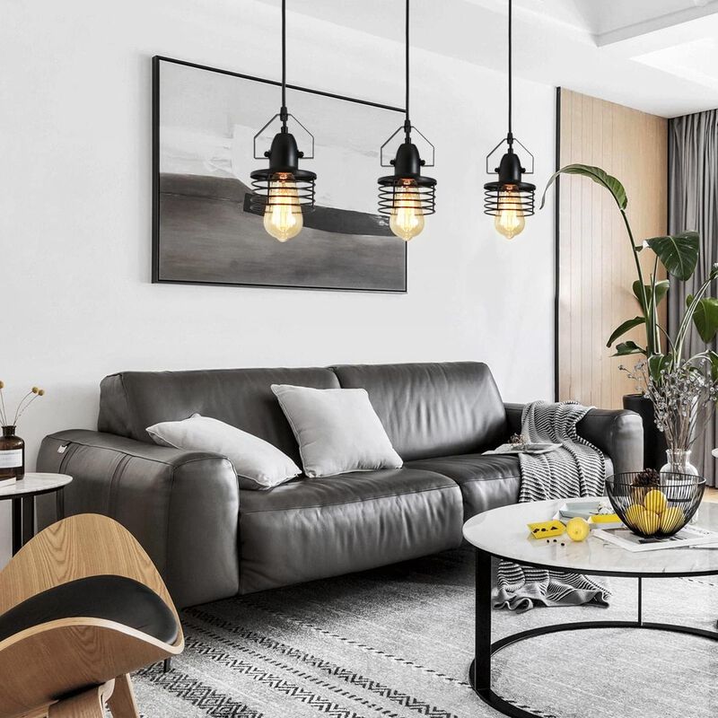 Industrial Pendant Light Vintage Hanging Ceiling Lamp for Kitchen, Dining & Living Room