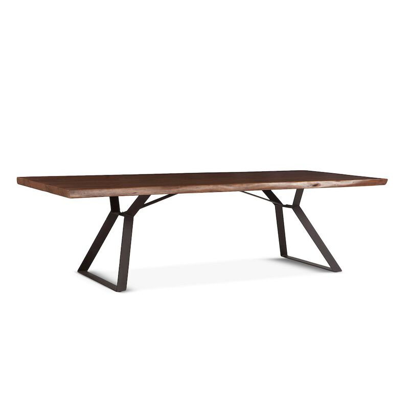 World Interiors Nottingham 106-Inch Acacia Wood Live Edge Dining Table in Walnut Finish