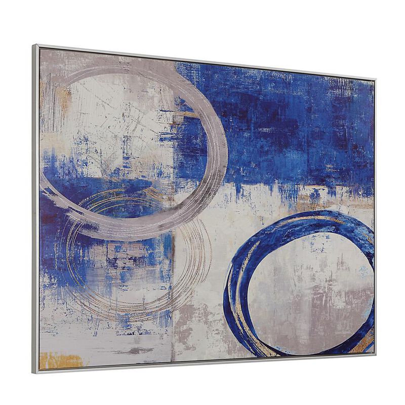 Carolina Living Circle Abstract Wall Art - Blue/Silver - Silver Frame - Large image number 0