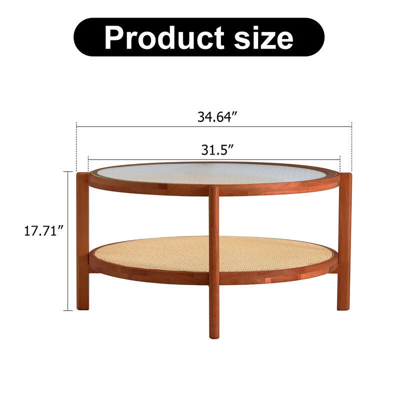 Cridcu Double Layer Solid Wood Coffee Table image number 9