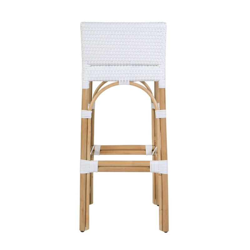 Butler Specialty Serienna 30 in. Seat Height Rectangular Rattan Low Back Bar Stool White and Gray image number 6