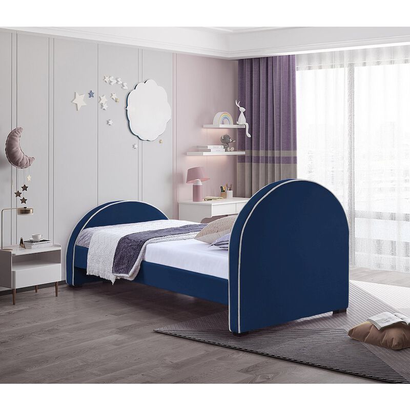 Meridian Furniture Brody Navy Velvet Twin Bed